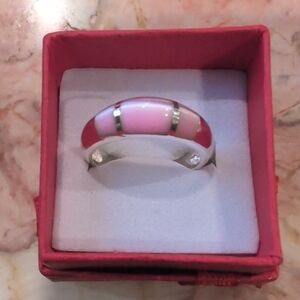 Elegant Pink and Sterling Silver Women's Ring Size 7